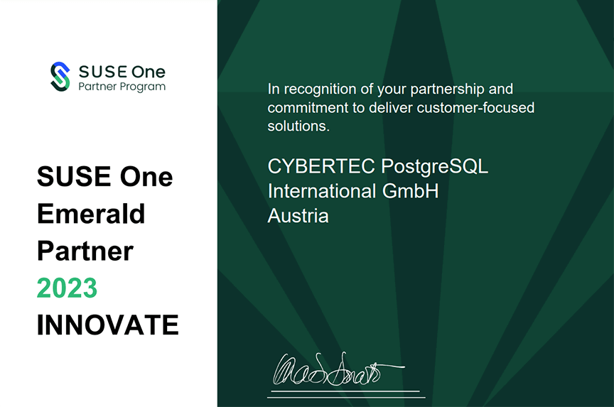 SUSE One Emerald Partner - CYBERTEC PostgreSQL