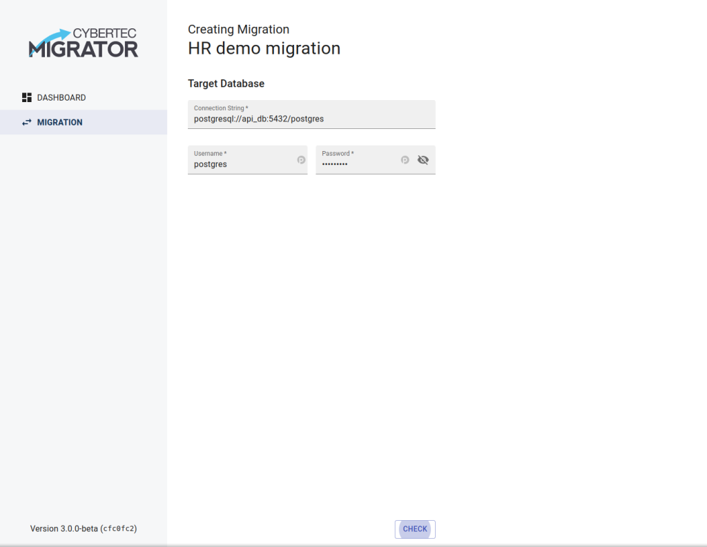 Target Database - Migrator